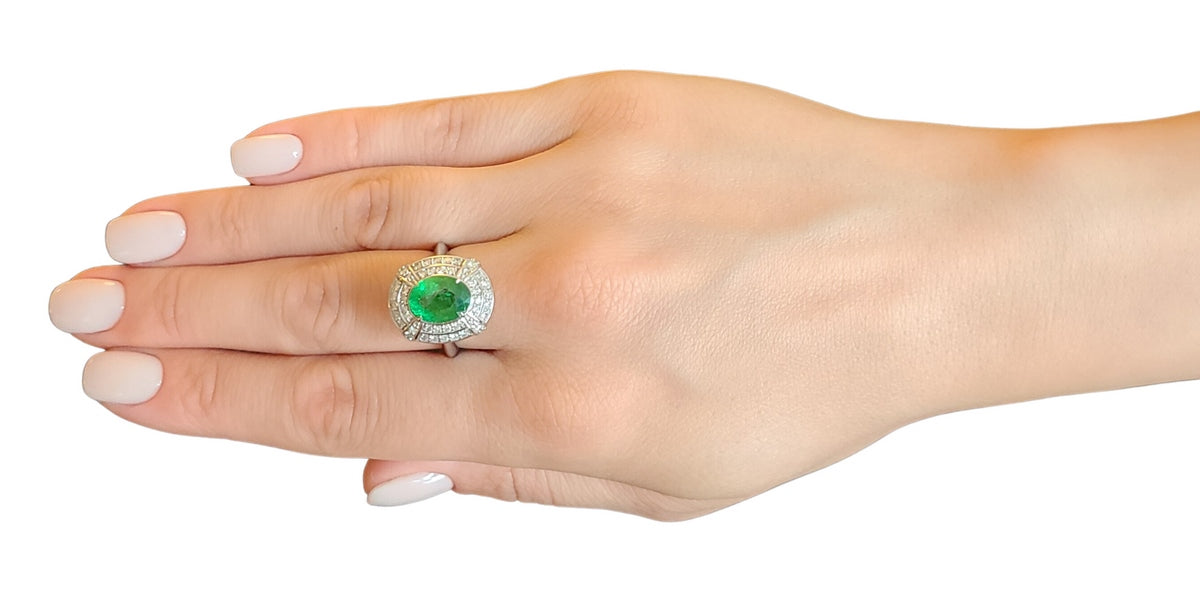 Tsavorite ring diamond gold white 14k grossular garnet green oval cut 4.30ctw certified
