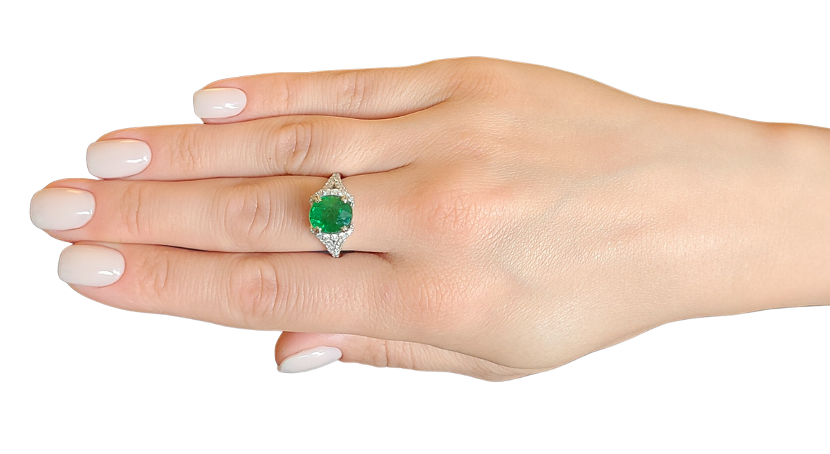Tsavorite ring diamond 14k white gold 5.25ctw gia certified green oval cut