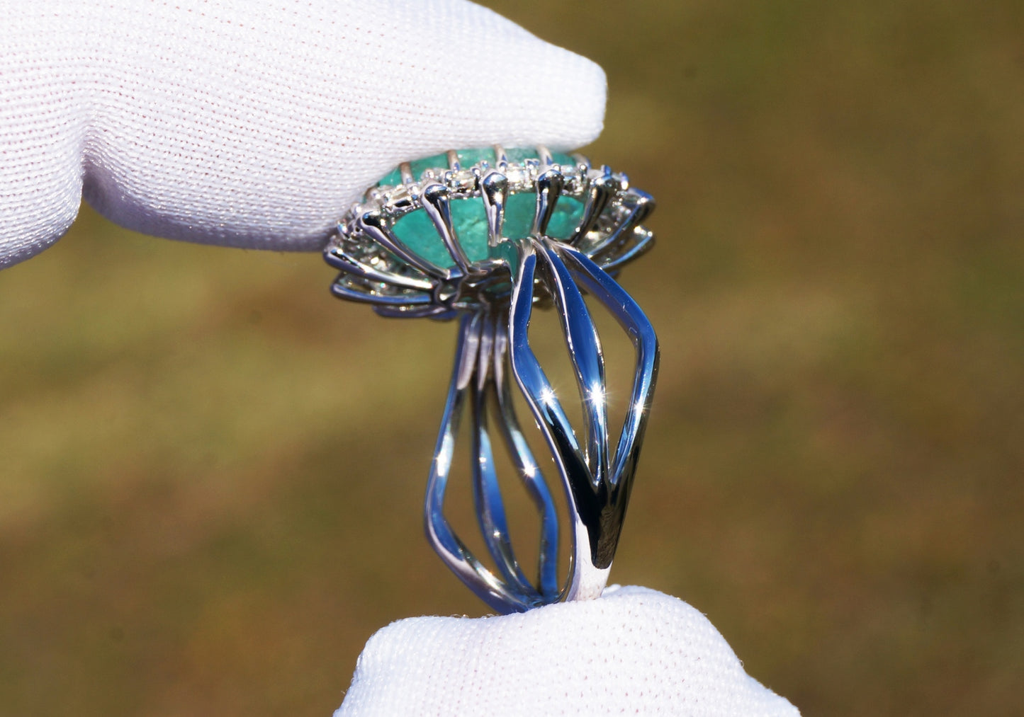Paraiba Tourmaline Ring White Gold 14K Diamond Natural GFCO Certified 5.0CTW