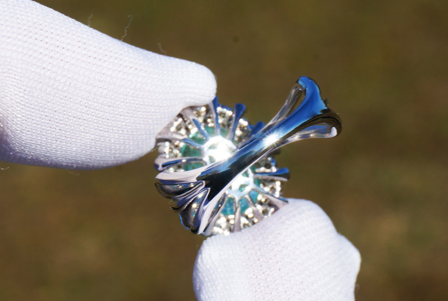 Paraiba Tourmaline Ring White Gold 14K Diamond Natural GFCO Certified 5.0CTW