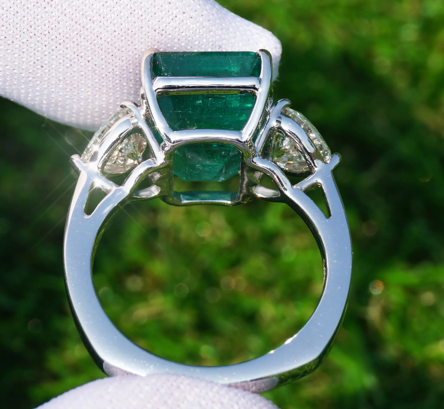 diamond Emerald ring white 14k gold gia certified 9.69 ctw octagonal cut green