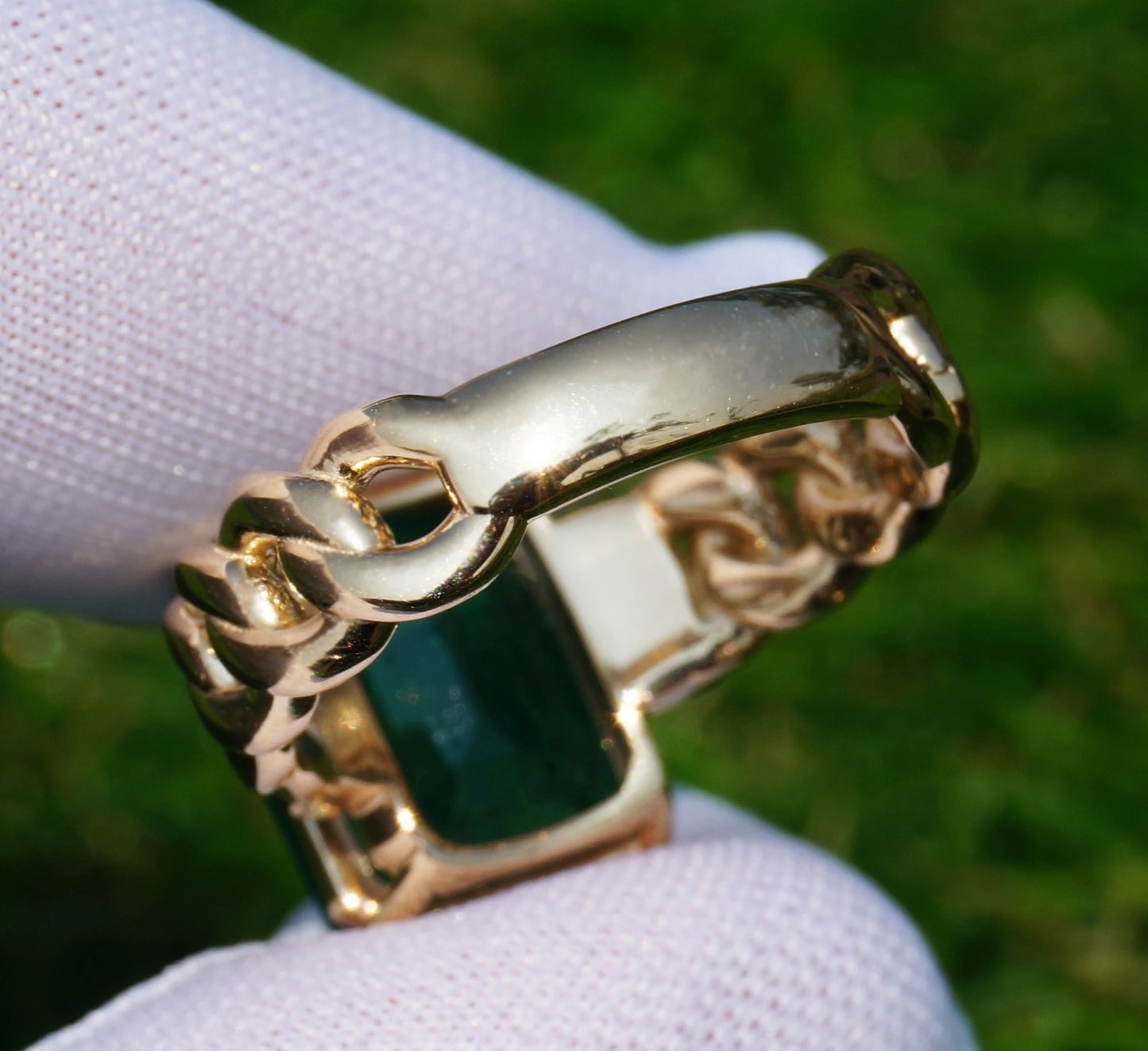 Emerald ring diamond yellow gold 14k octagonal cut 5.89 ctw gia certified