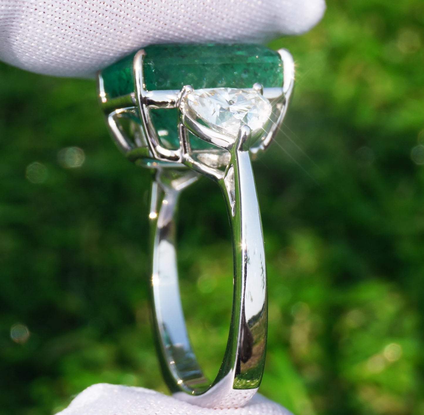 diamond Emerald ring white 14k gold gia certified 9.69 ctw octagonal cut green