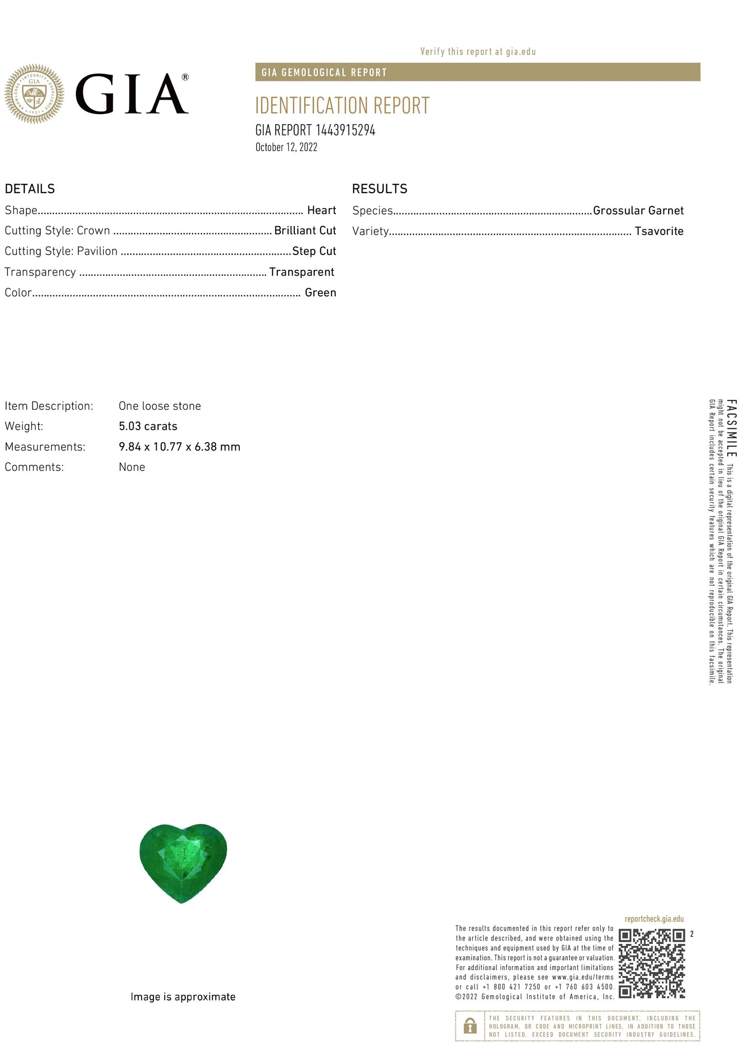 Tsavorite diamond ring 14k white gold 5.75ctw gia certified green garnet heart cut