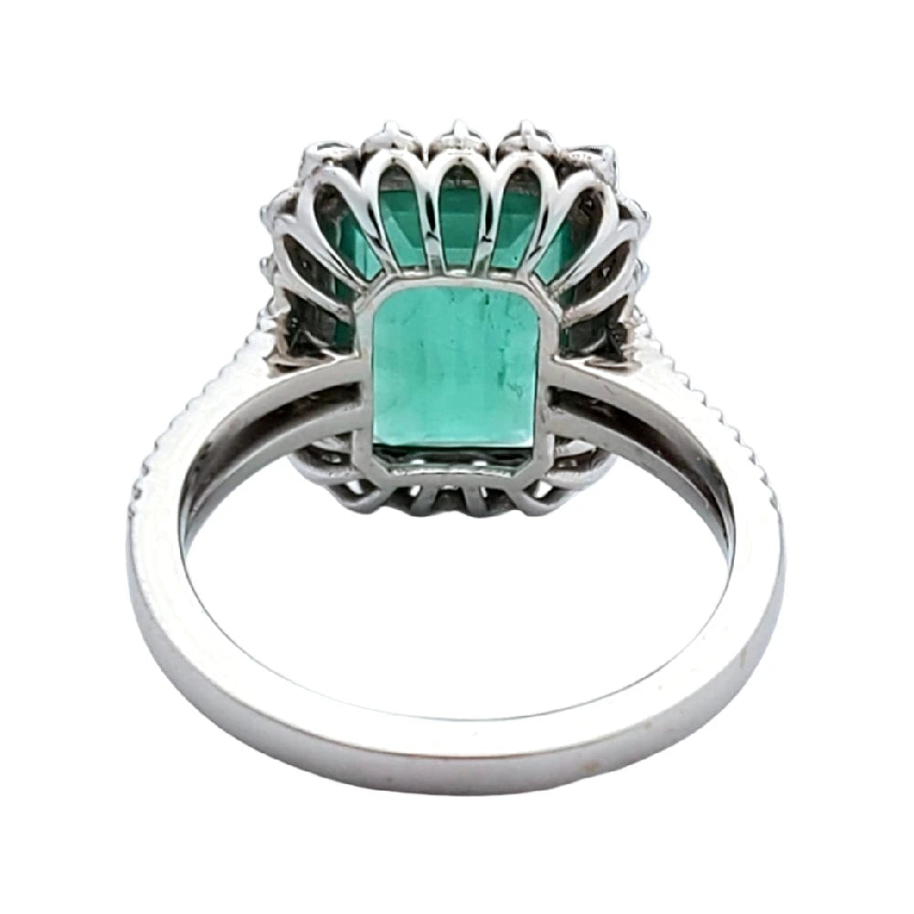 Emerald ring diamond white 14k gold 4.54ctw gia certified green