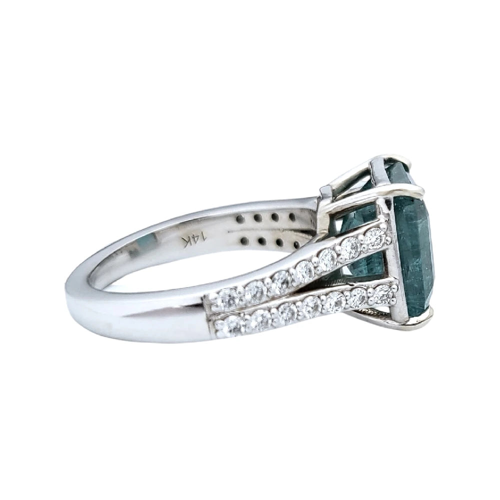 Emerald & diamond ring dold 14k white gia certified 6.63ctw
