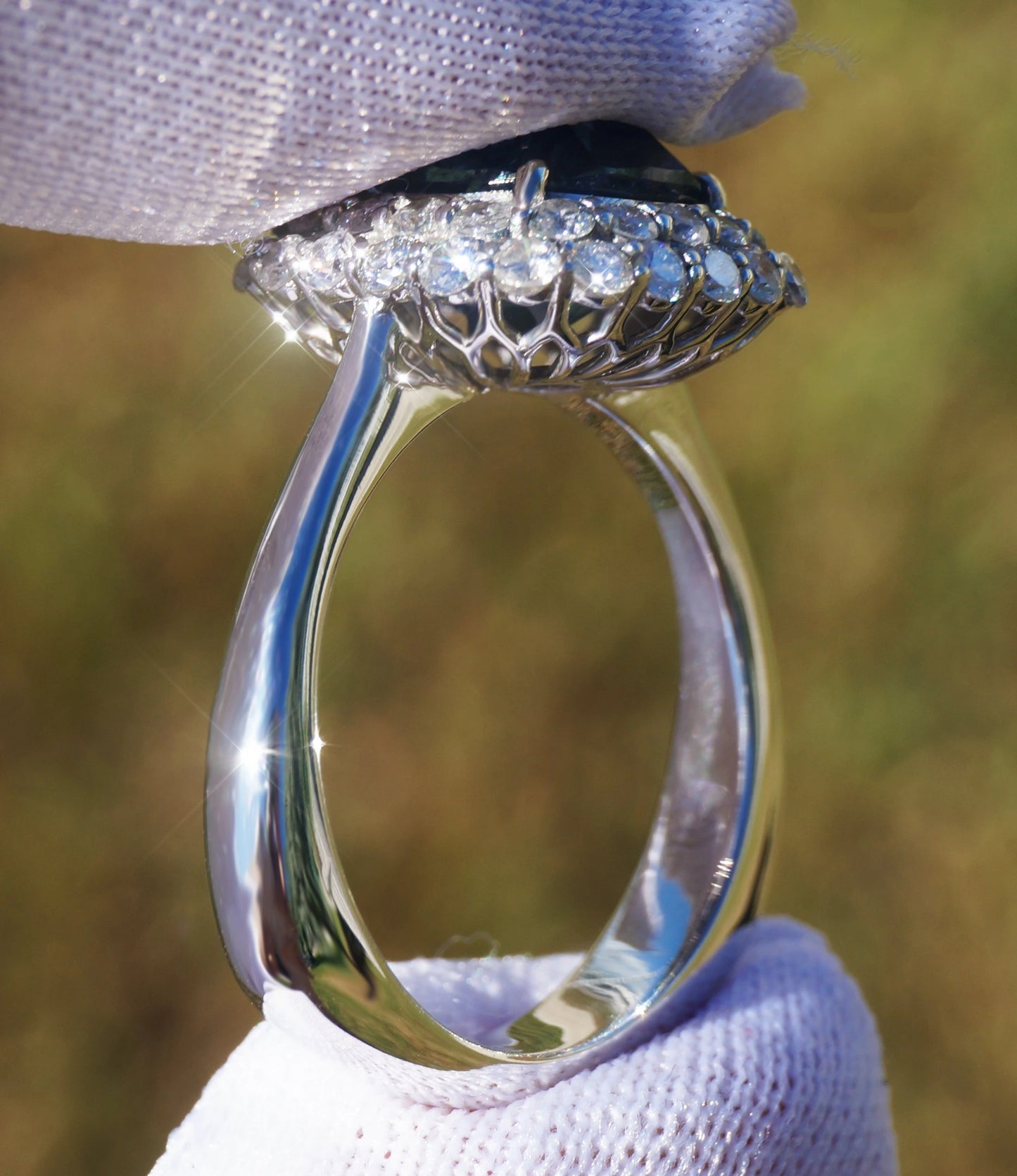 Sapphire ring gold white 14k diamond Madagascar blue cushion 4.95ctw gia certified