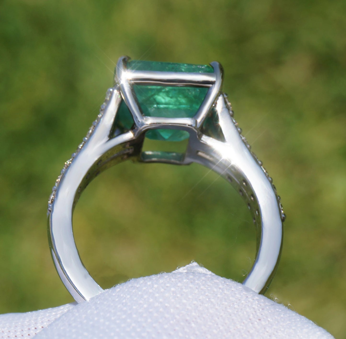 Emerald & diamond ring dold 14k white gia certified 6.63ctw
