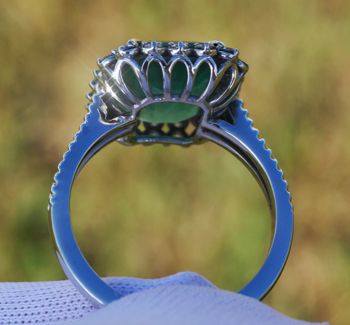 Emerald ring diamond white 14k gold 4.54ctw gia certified green