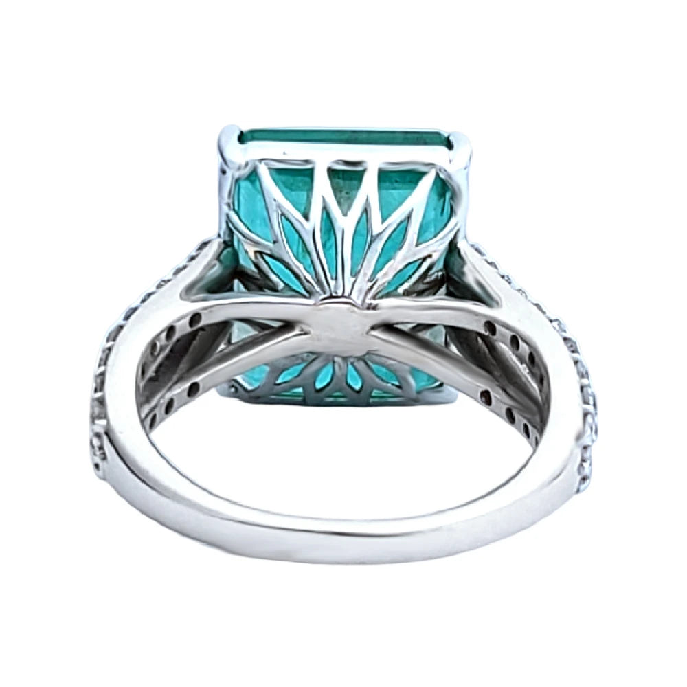 Emerald ring diamond white gold 14k gia certified 9.85ctw split shank solitaire
