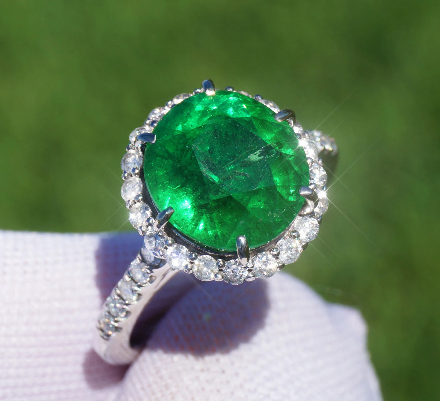 Tsavorite diamond white 14k gold ring 6.62 ctw certified green grossular garnet brilliant cut