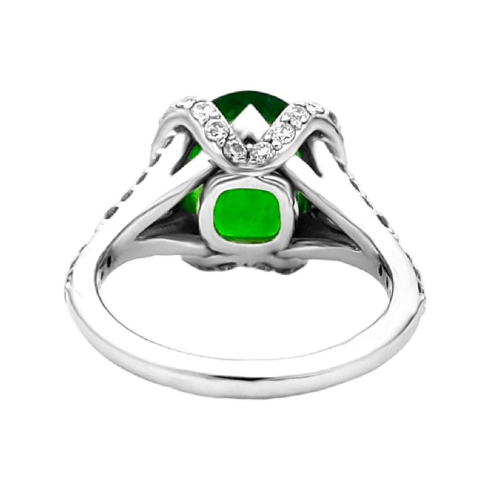 Tsavorite & diamonds ring 14k white gold green grossular garnet 6.38 ctw gia certified