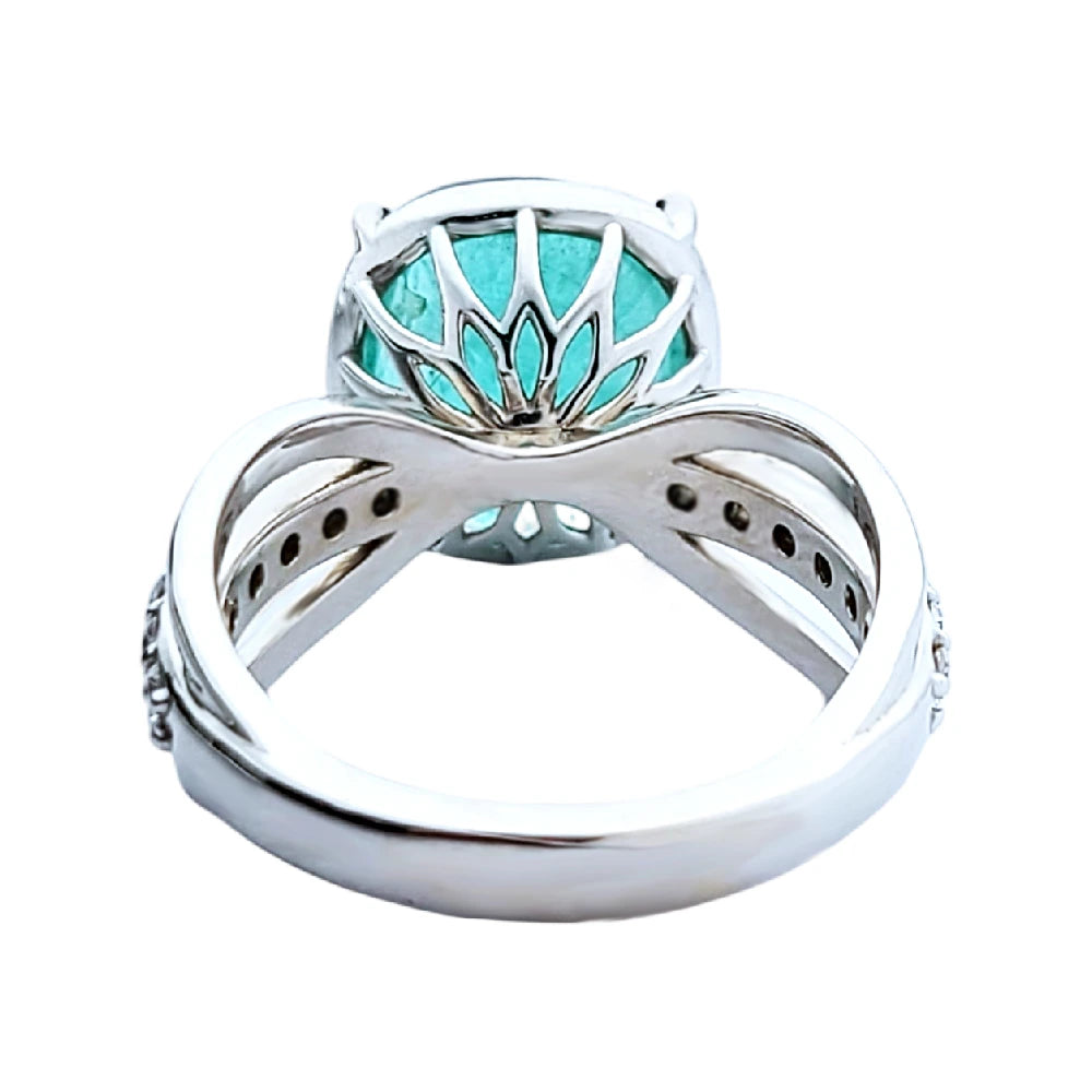 Emerald ring white gold 14k diamond 5.7ctw gia certified cushion cur split shank
