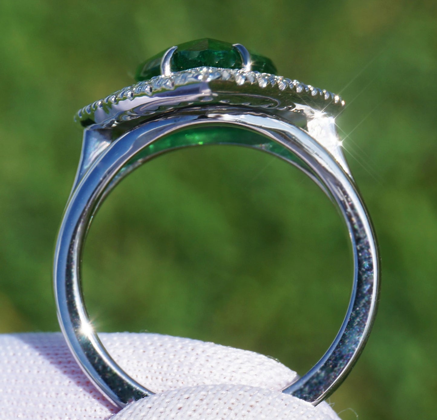 Tsavorite ring white gold 14k diamond grossular garnet 6.08ctw gia certified pear cut