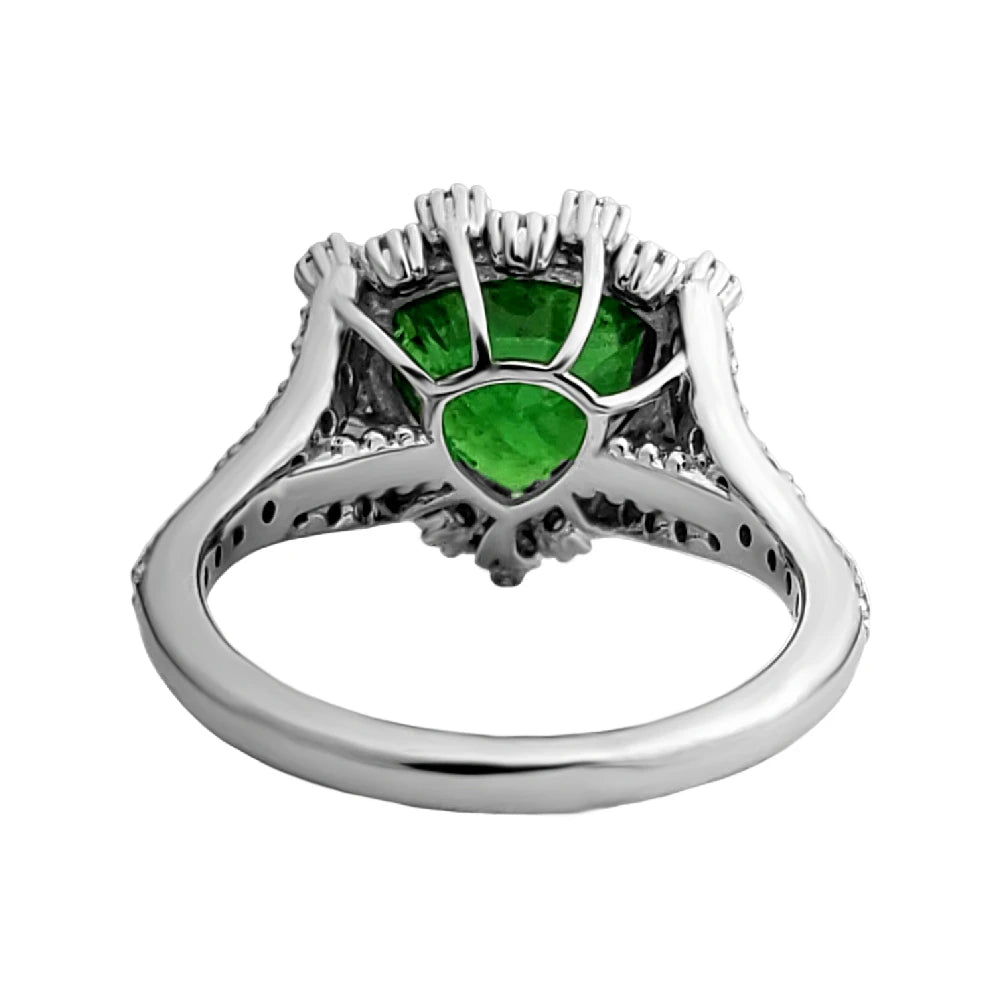Tsavorite ring diamond 14k gold grossular garnet 5.00ctw gia certified triangular cut