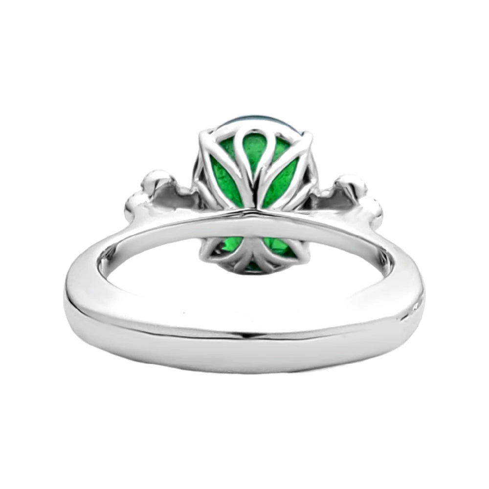 Tsavorite diamond ring white 14k gold oval green grossular garnet 4.38ctw gia certified