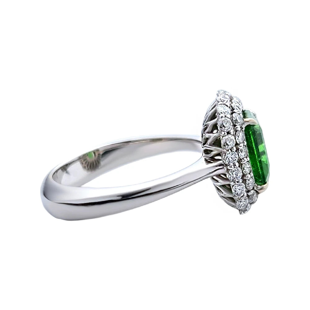 Tsavorite gold 14k ring diamond green grossular garnet gia certified 2.91ctw