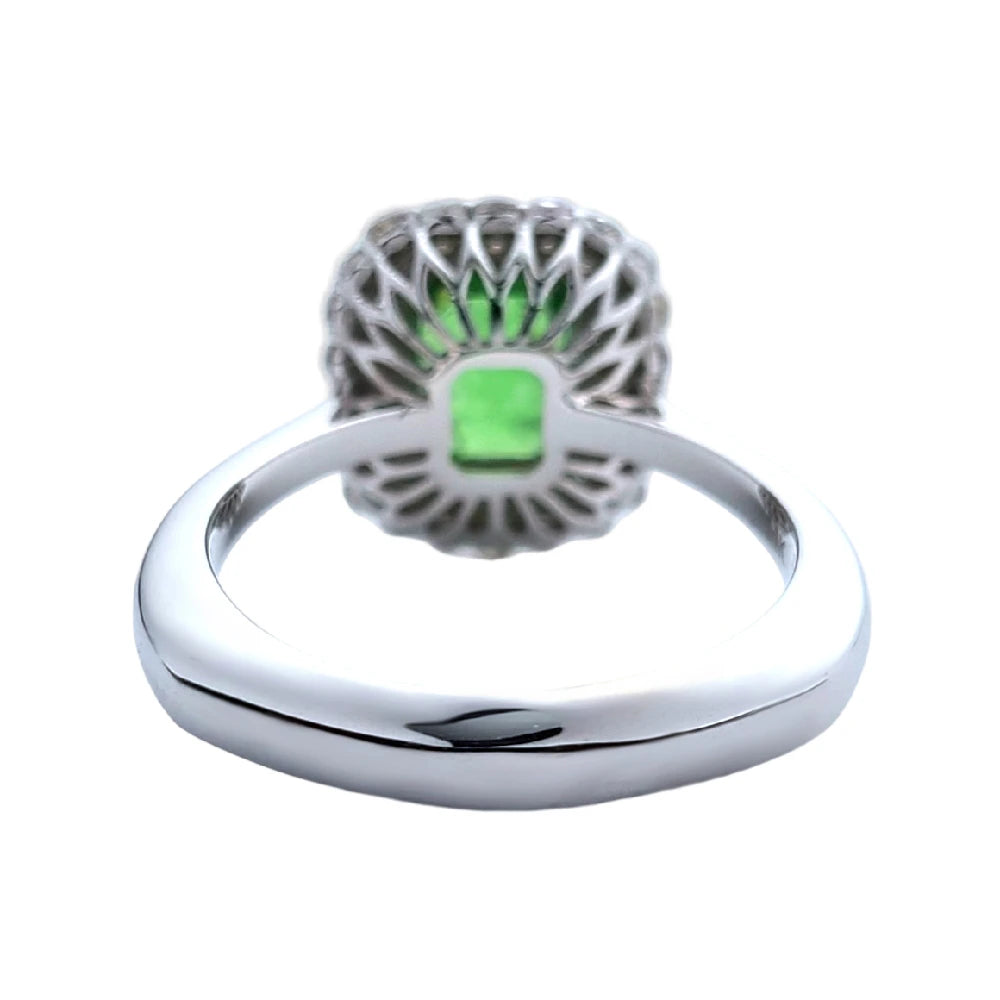 Tsavorite gold 14k ring diamond green grossular garnet gia certified 2.91ctw