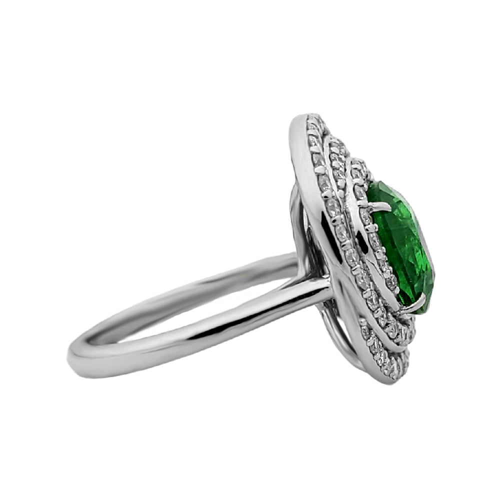 Tsavorite diamond ring gia certified white14k gold oval green grossular garnet 5.97ctw