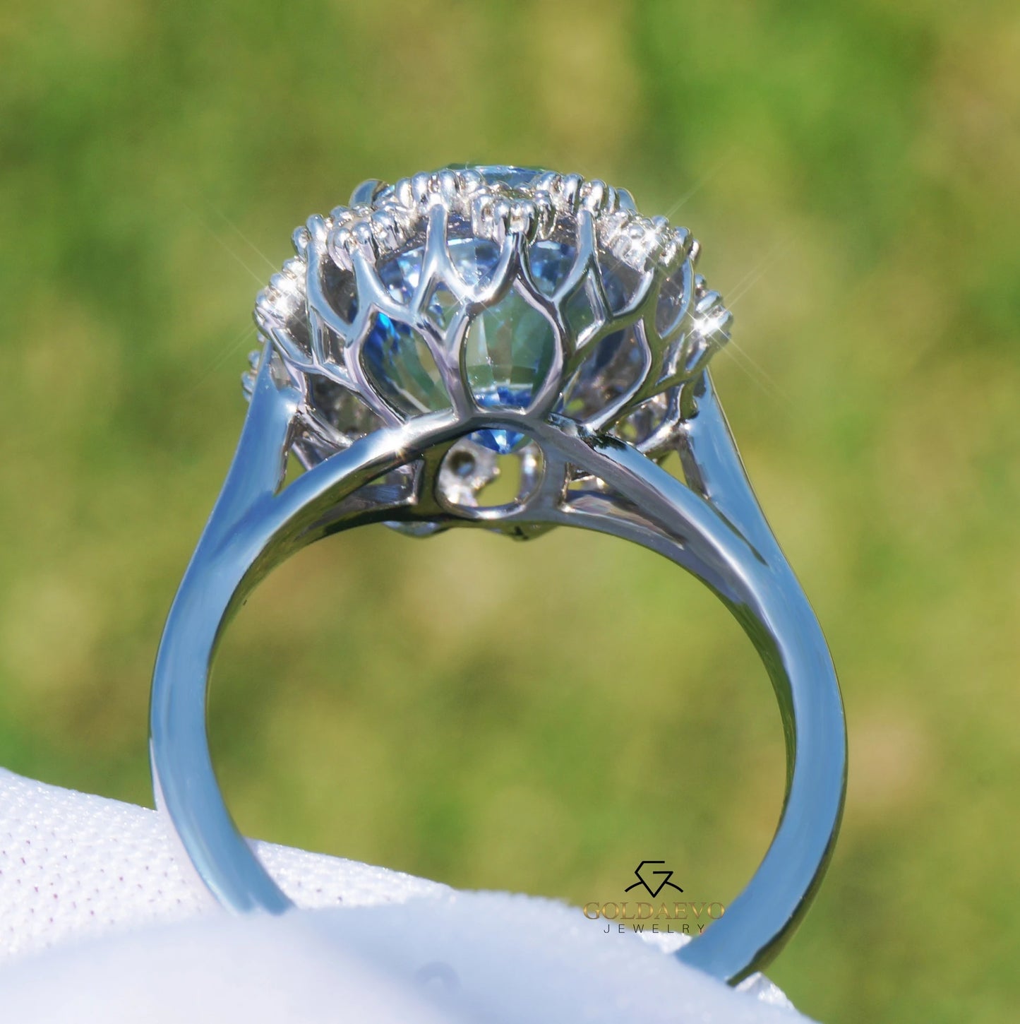 Sapphire & diamond 14k white gold ring ceylon sri lanka 7.76ctw gia certified