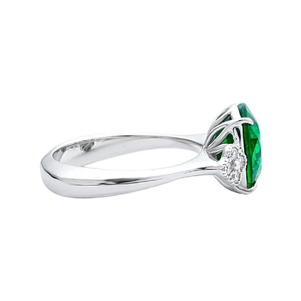 Tsavorite diamond ring white 14k gold oval green grossular garnet 4.38ctw gia certified