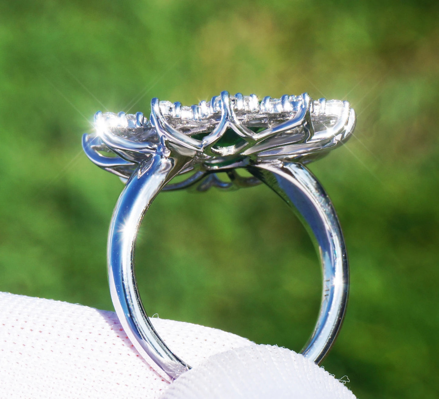 Tsavorite diamond ring white gold 14k gia certified 3.39ctw green grossular garnet