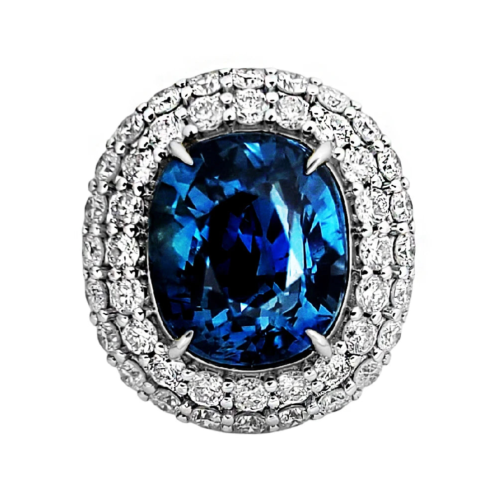 Sapphire diamond ring gold no heat 4.76ctw gia certified genuine