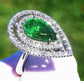 Tsavorite diamond ring white 14k gold gia certified 5.43ctw green garnet pear cut