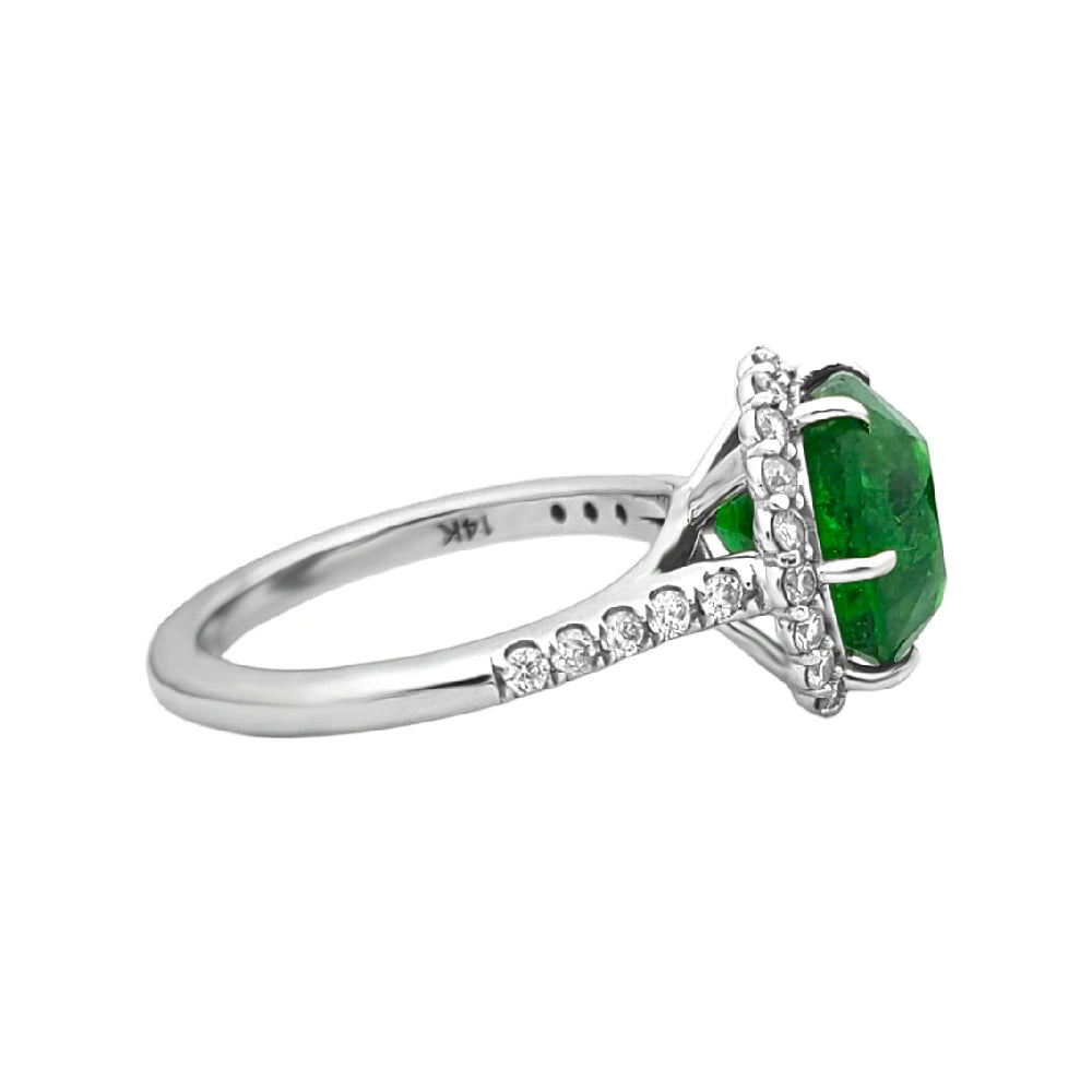 Tsavorite diamond white 14k gold ring 6.62 ctw certified green grossular garnet brilliant cut