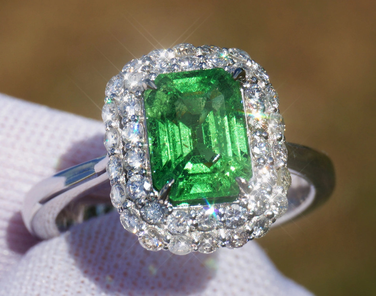 Tsavorite gold 14k ring diamond green grossular garnet gia certified 2.91ctw