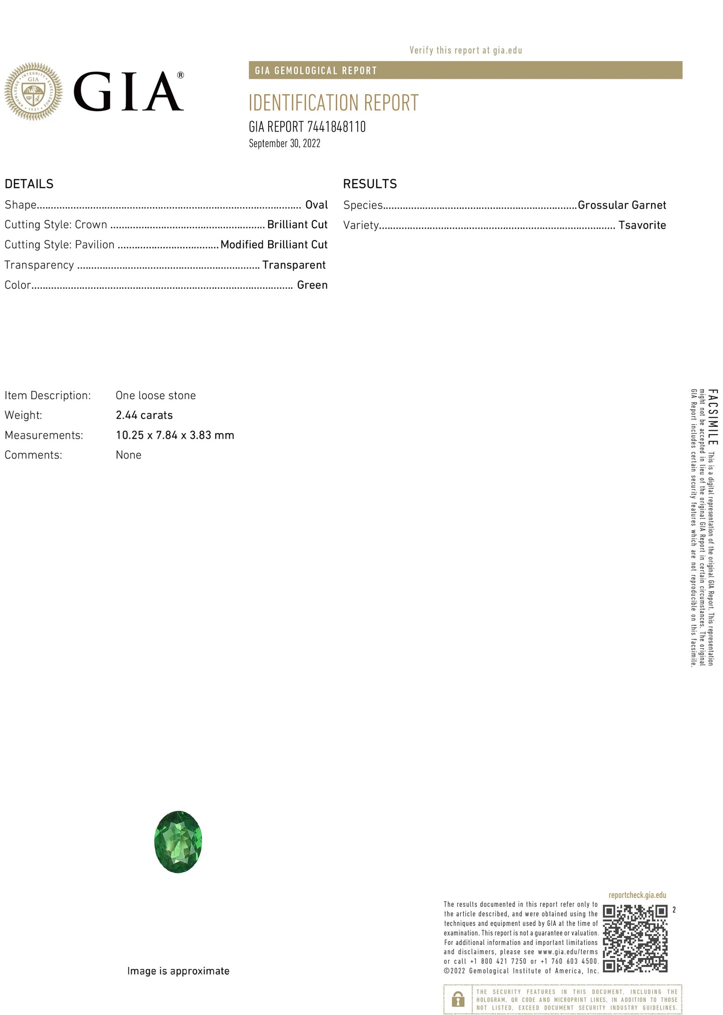 Tsavorite diamond ring white gold 14k gia certified 3.39ctw green grossular garnet