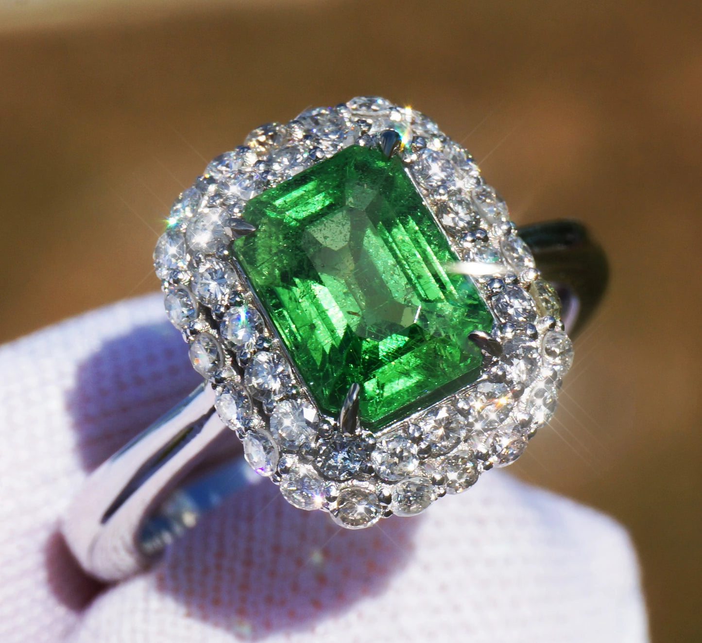 Tsavorite gold 14k ring diamond green grossular garnet gia certified 2.91ctw