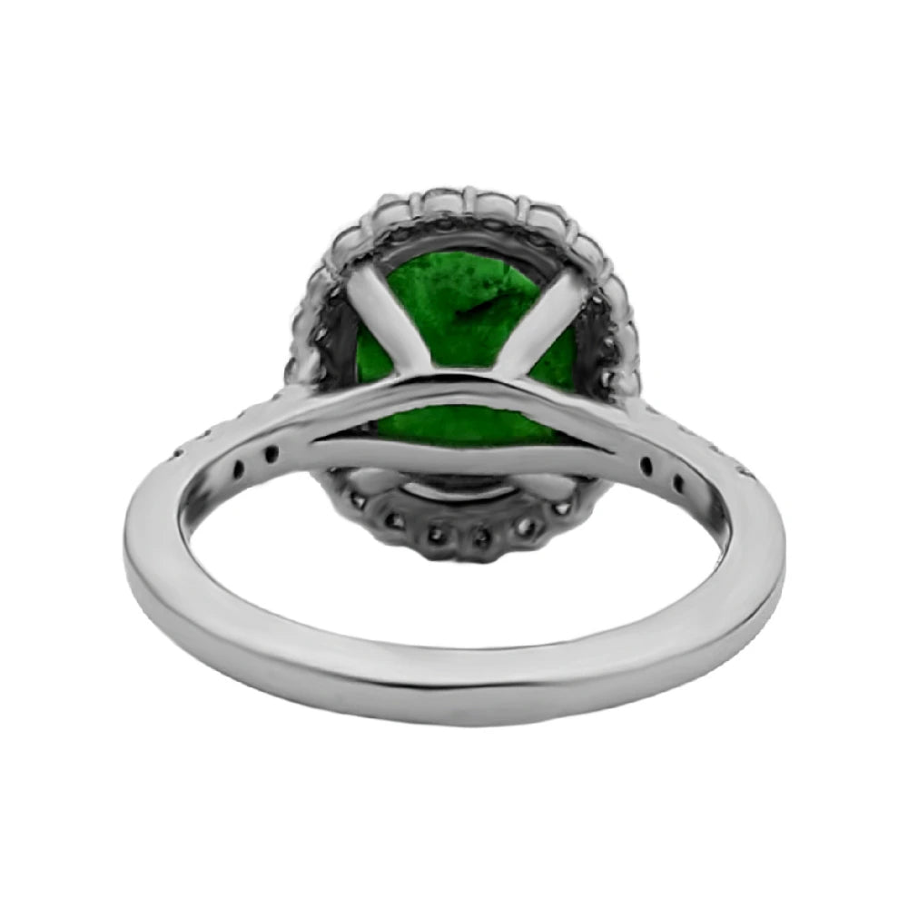 Tsavorite & diamonds Ring GIA certified 14k white gold 7.73 ctw green oval cut