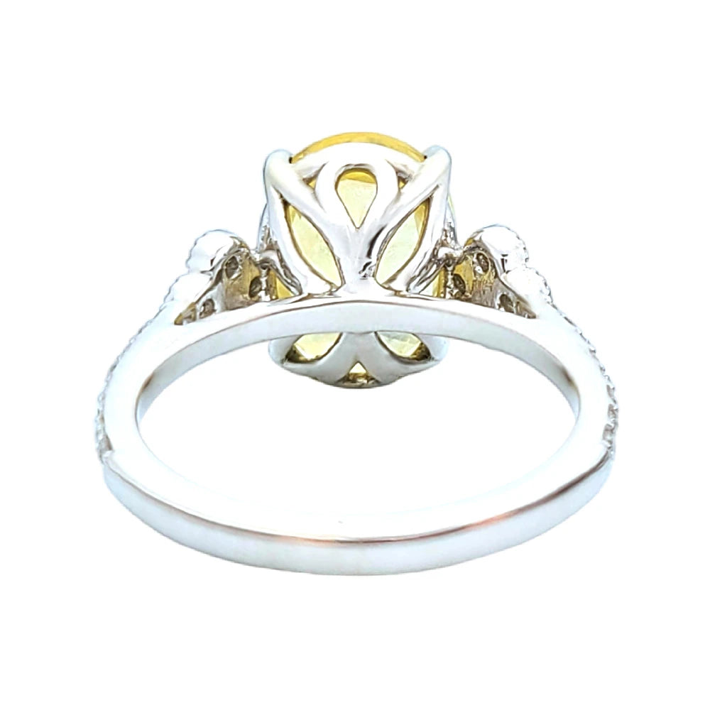 yellow Sapphire & diamond ring white gold 14k sri lanka oval cut gia certified 5.79ctw