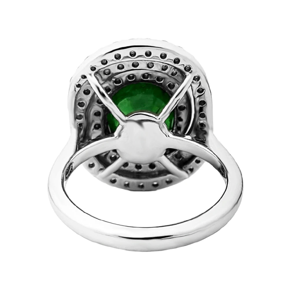 Tsavorite diamond ring gia certified white14k gold oval green grossular garnet 5.97ctw