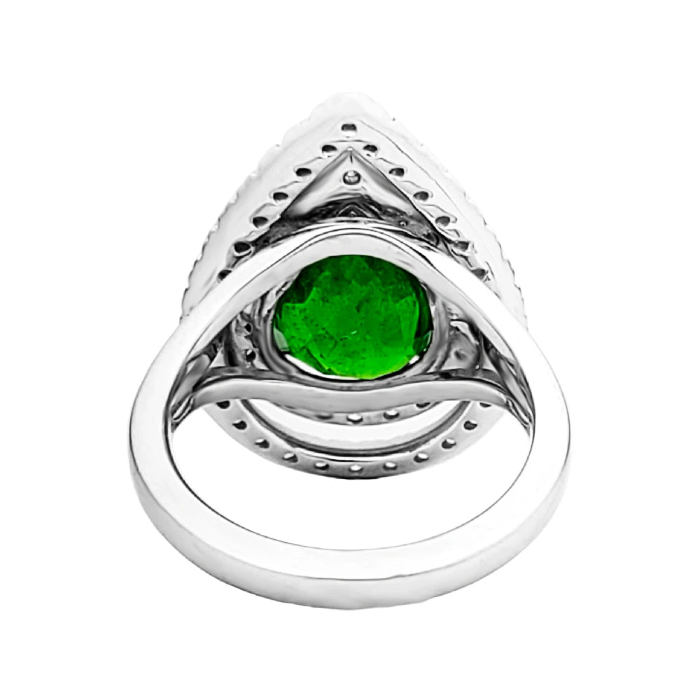 Tsavorite ring white gold 14k diamond grossular garnet 6.08ctw gia certified pear cut