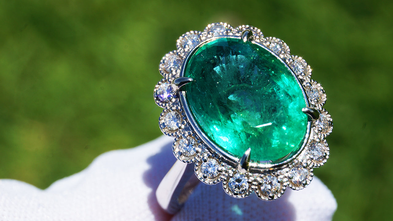 Load video: emerald colombian zambian genuine geniune no heat african burma gia certified ring diamond gold real natural