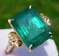 Emerald yellow gold 14k ring diamond 12.24 ctw gia certified octagonal cut green
