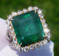 ring Emerald & diamond gold 14k two-toned ( yellow/white ) octagonal cut 9.08ctw gia certified