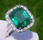 white 14k gold Emerald & diamond ring 6.14 ctw gia certified green octagonal cut