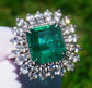 Emerald ring diamond gold white 14k gia certified octagonal cut green 5.91ctw