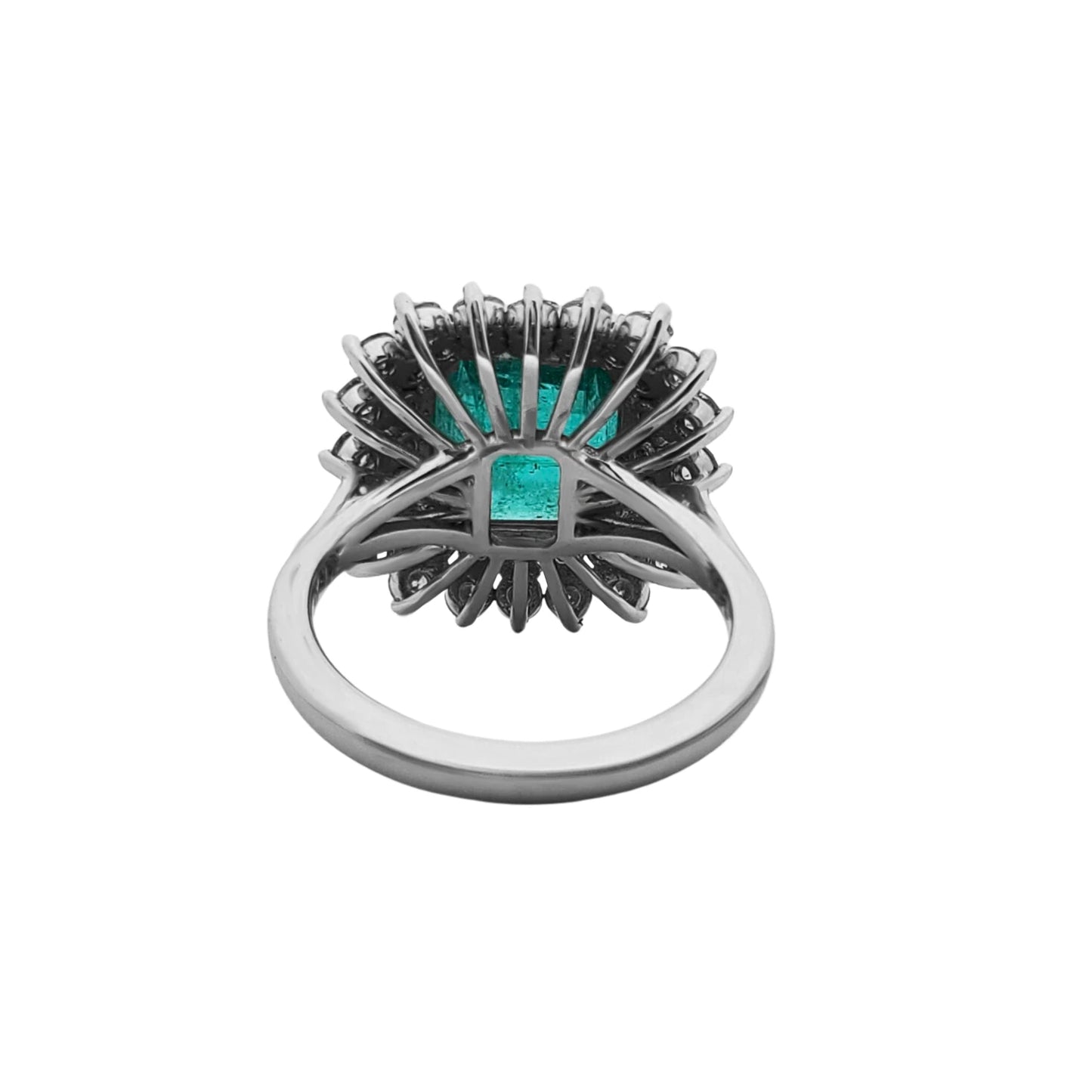 Emerald ring diamond gold white 14k gia certified octagonal cut green 5.91ctw