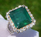 ring Emerald & diamond gold 14k two-toned ( yellow/white ) octagonal cut 9.08ctw gia certified