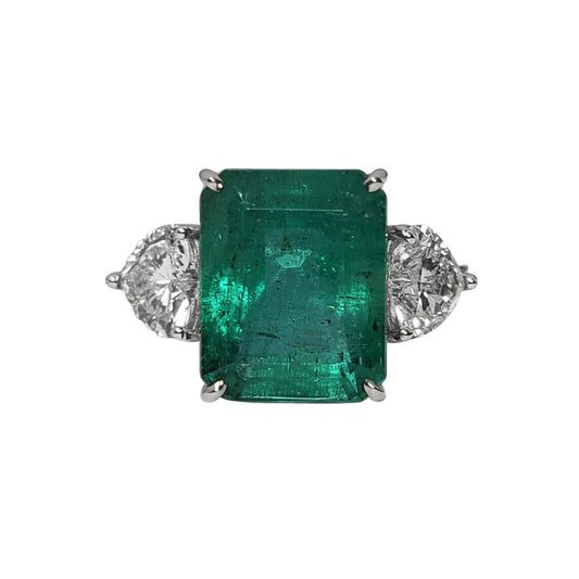 diamond Emerald ring white 14k gold gia certified 9.69 ctw octagonal cut green