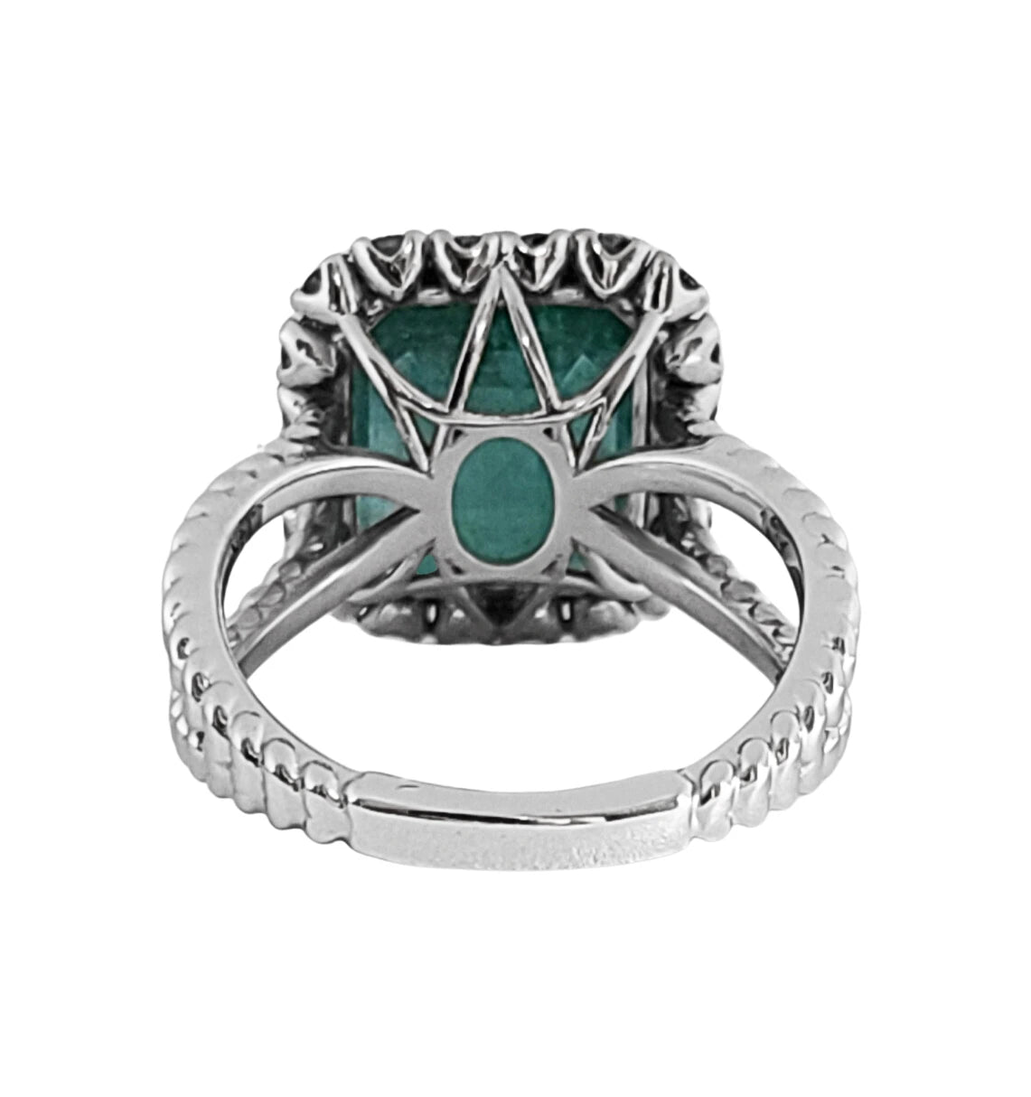 ring Emerald & diamond gold white 14k octagonal cut 7.77ctw gia certified