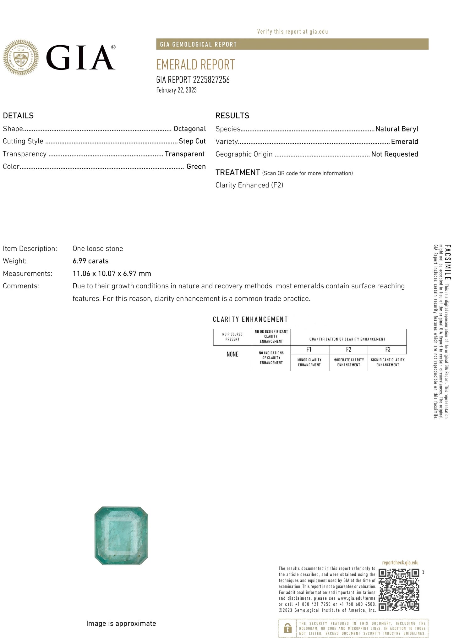 ring Emerald & diamond gold white 14k octagonal cut 7.77ctw gia certified