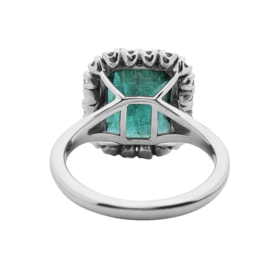 white 14k gold Emerald & diamond ring 6.14 ctw gia certified green octagonal cut