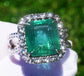 ring Emerald & diamond gold white 14k octagonal cut 7.77ctw gia certified