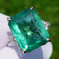 Emerald diamond ring gold 14k two-toned ( yellow/white ) 11.39 ctw gia certified green octagonal cut