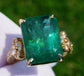 Emerald yellow gold 14k ring diamond 12.24 ctw gia certified octagonal cut green